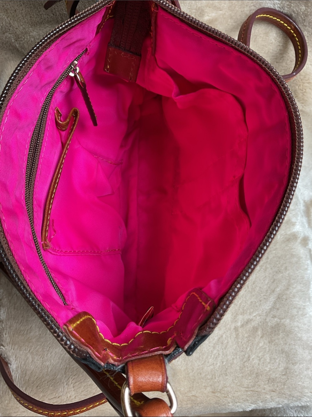 Dooney & Bourke Black Nylon Crossbody with Brown Leather Trim and Gold Accent - Picture 4 of 8